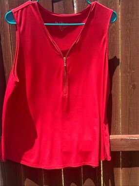 Chico's Bright Red Sleeveless Zip-Front Tank